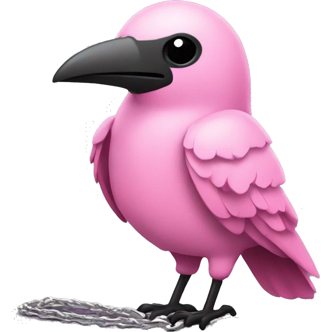 Pink crow with a silver chain wrapped around it with black bows emoji