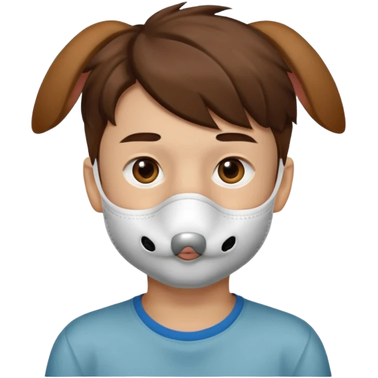 boy wearing dog mouth mask
 emoji