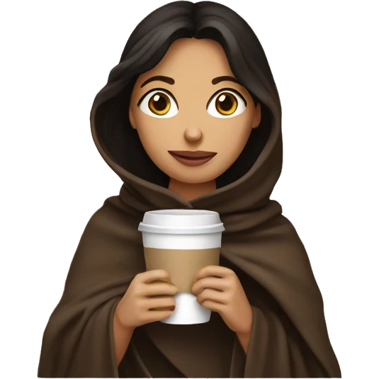 Dark Brunette Drinking coffee wrapped in a blanket emoji