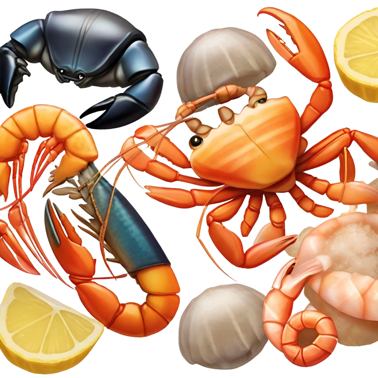 Seafood boil with butter mixture on top emoji