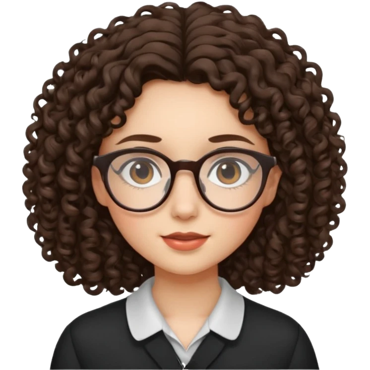 brunette girl with glasses and curly hair emoji