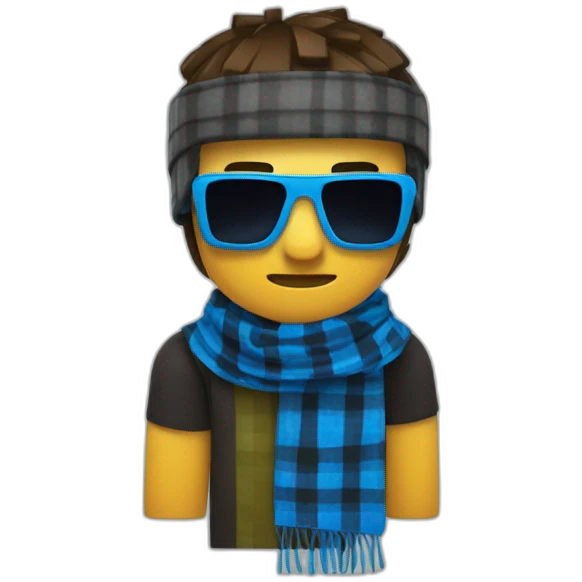 Lololoshka is a minecraft er with blue sunglasses and Blue & Black Plaid Bandana Scarf emoji