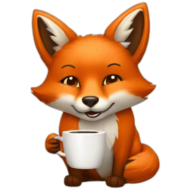 Fox drinking a coffee emoji