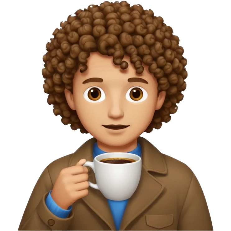 curly man drink coffe emoji