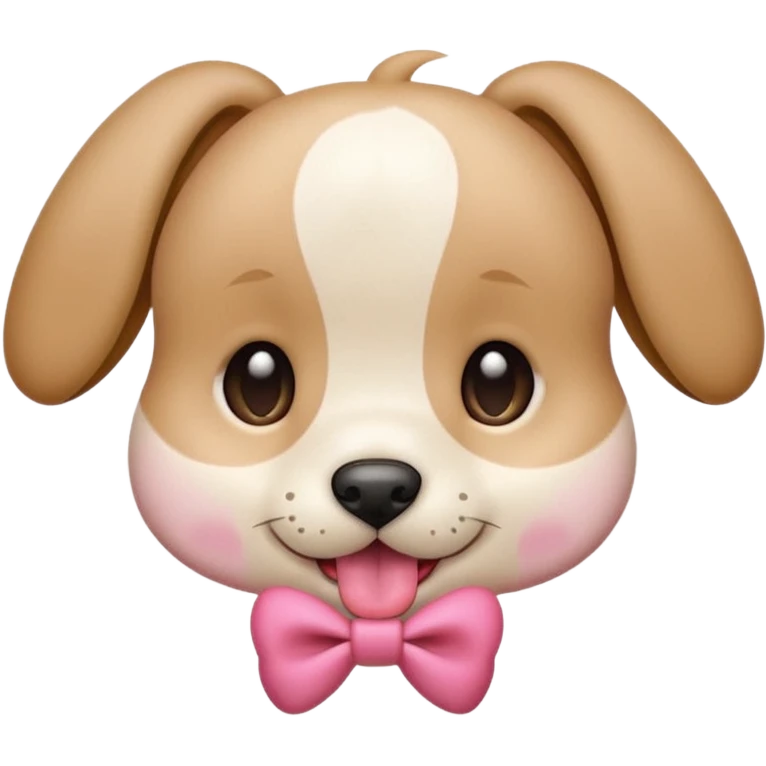 This puppy HEAD 🐶 with a pink bow and tongue out, please in apple ios emoji stylem not fluffy!! Not white, not hairy!  emoji