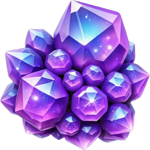glossy purple glass nebula crystal clusters emoji