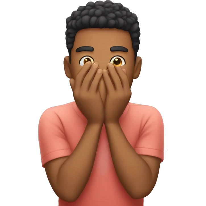 Blushing emoji covering his face with hands emoji