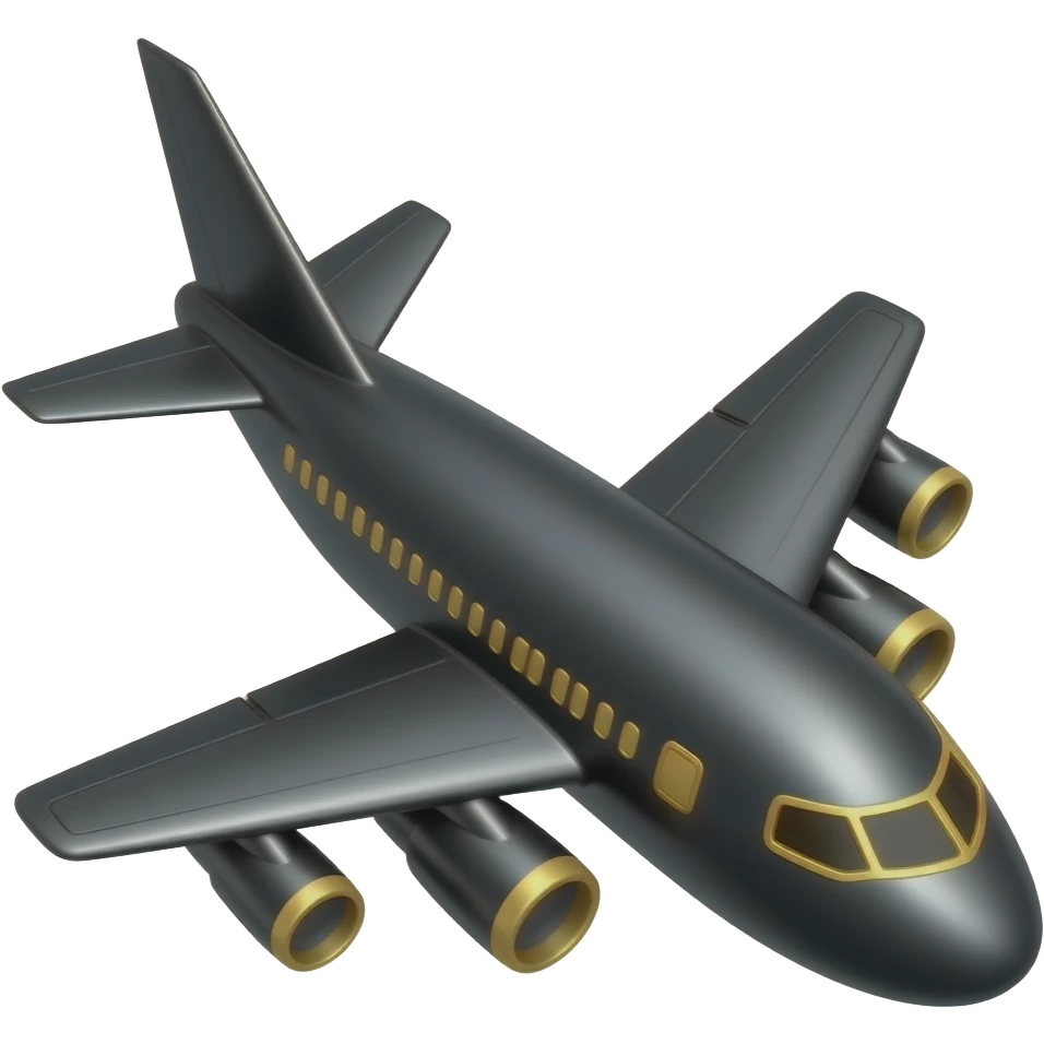 Black airplane with gold detail emoji