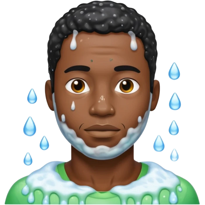 Black man in shower with black man emoji