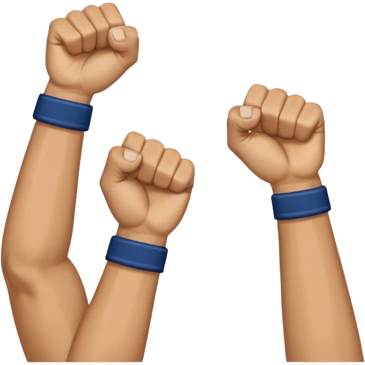 two raised hands in celebration with dark blue check between  emoji
