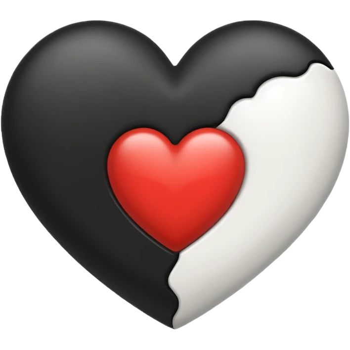 Yarı siyah yarı beyaz kalp emoji