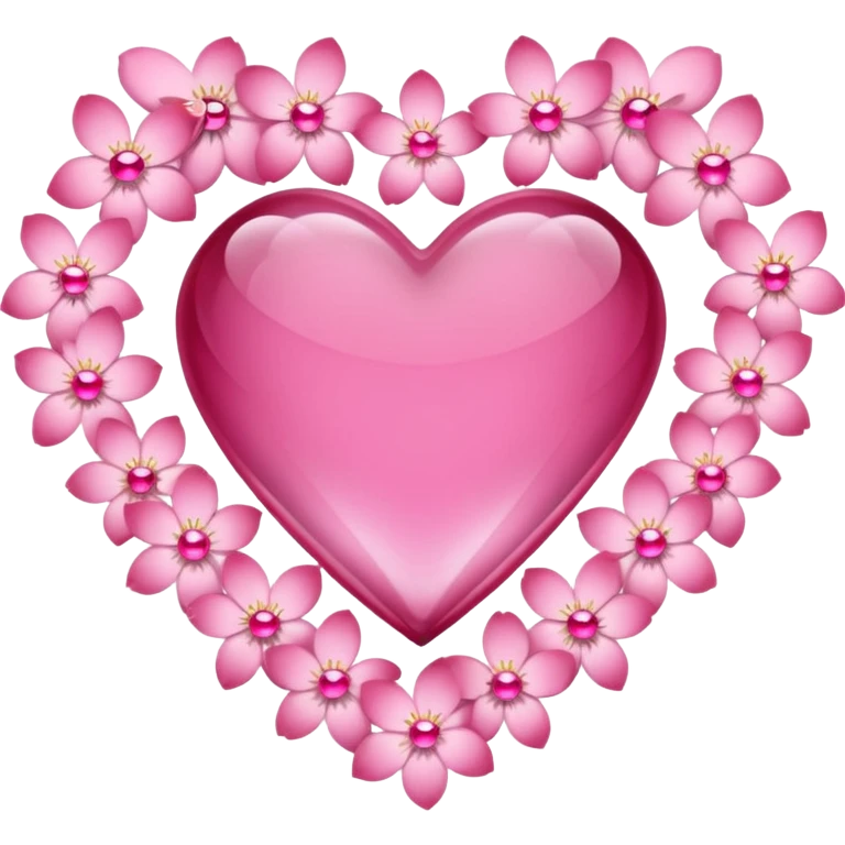 sakura heart with a pink gem border emoji