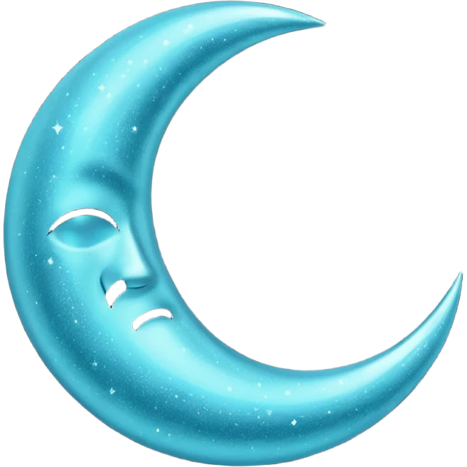 Glitter cian moon emoji