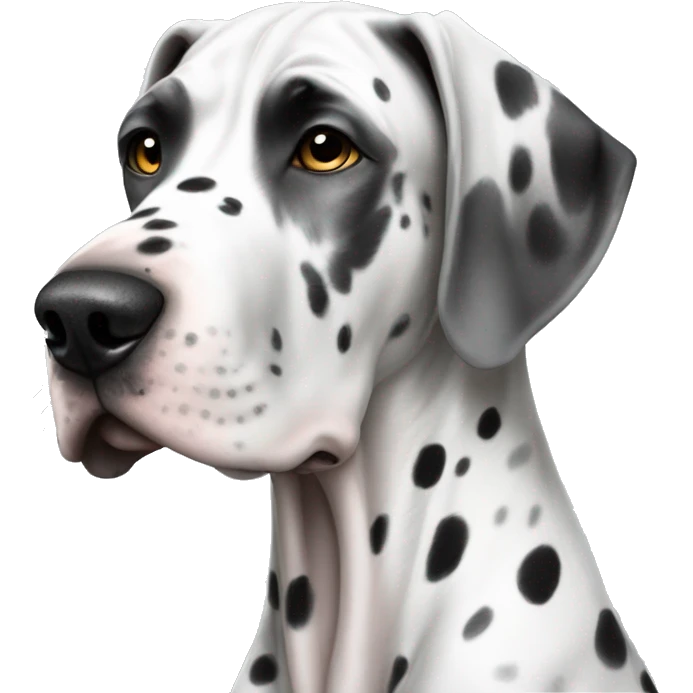 Great Dane white gray black spots and a girl emoji
