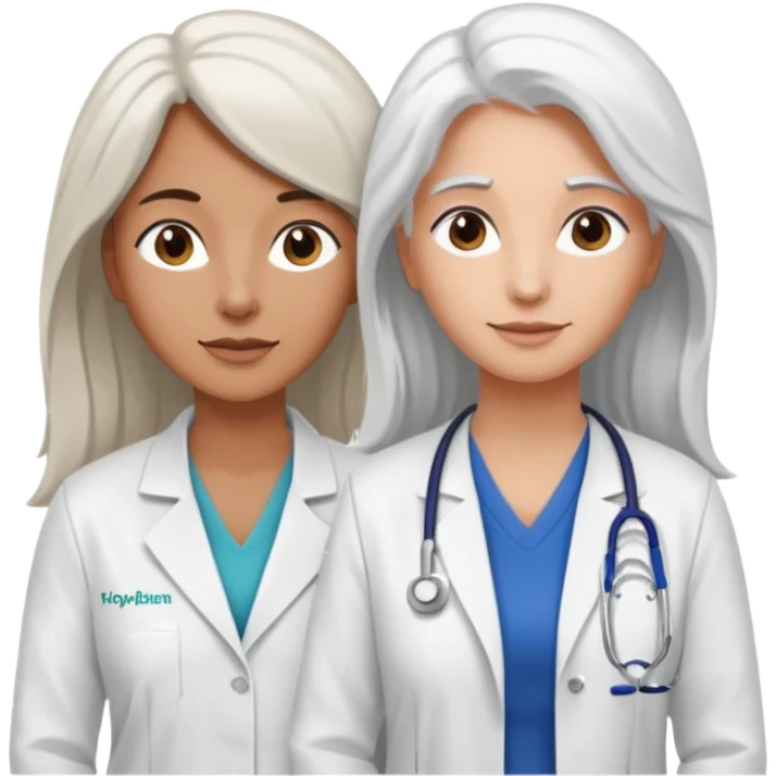 physiotherpay session for a long brown hair woman. but physio is a white hair woman. and they dont like like in the hospital  emoji