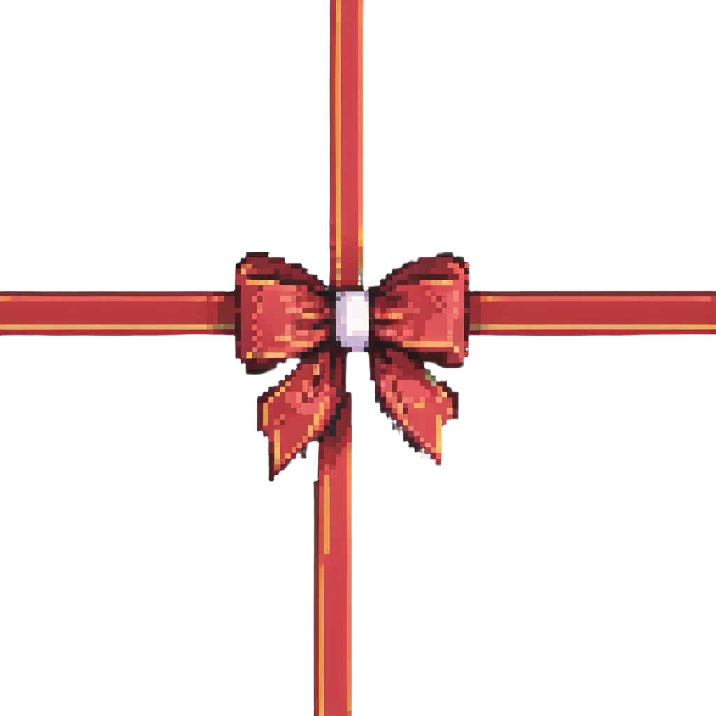 red ribbon bow with knot pixel art emoji