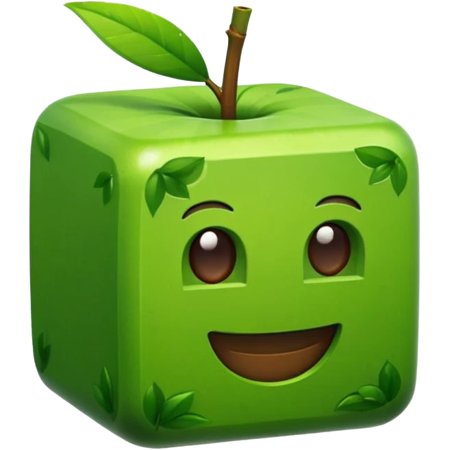 3D Apple style emoticons for Minecraft grass blocks, cube shaped with grass on top emoji