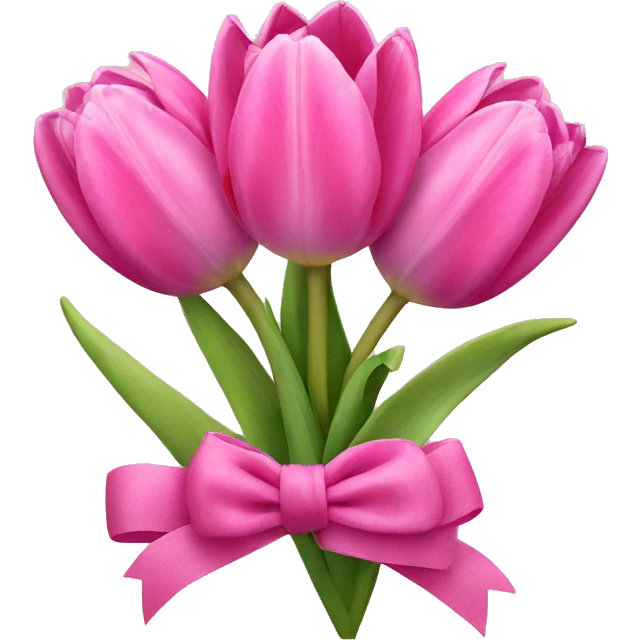 Pink tulips with a bow emoji