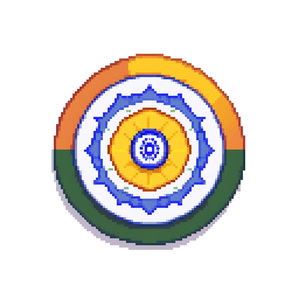 Waving India flag with tricolor bands and blue chakra wheel emoji