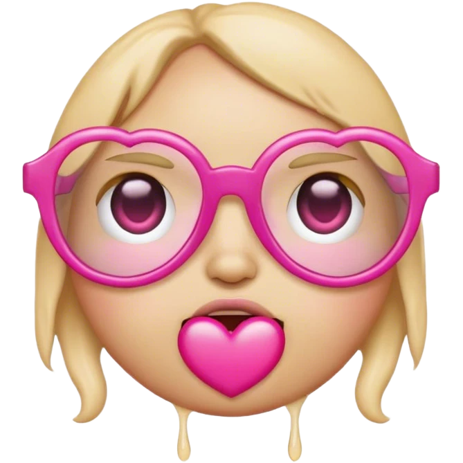 Drooling emoji with pink heart eyeglasses emoji
