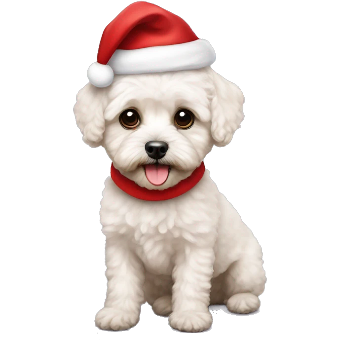 Maltipoo with Santa hat emoji
