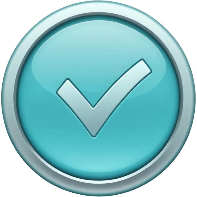 un icono de marca de verificación  un "check"  dentro de un círculo de color cian o turquesa, con un borde gris claro. emoji
