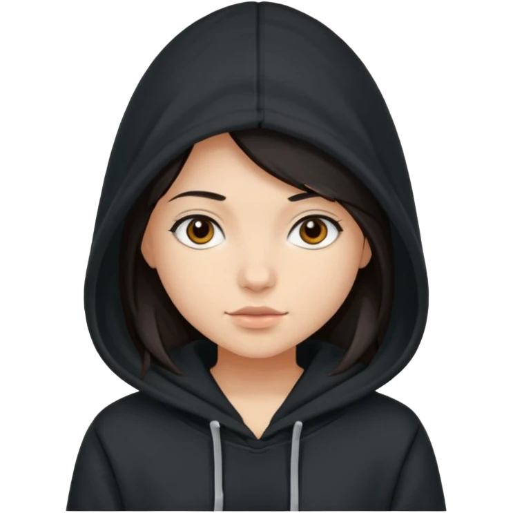 girl with a hood on with dark hair emoji