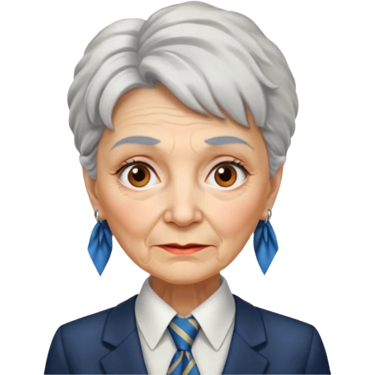 Very old women with Necktie.more smudges on face, different hair style. emoji