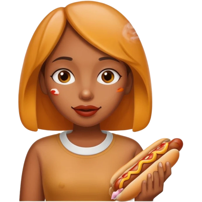 Brown girl smoking a hotdog like a cigarette  emoji