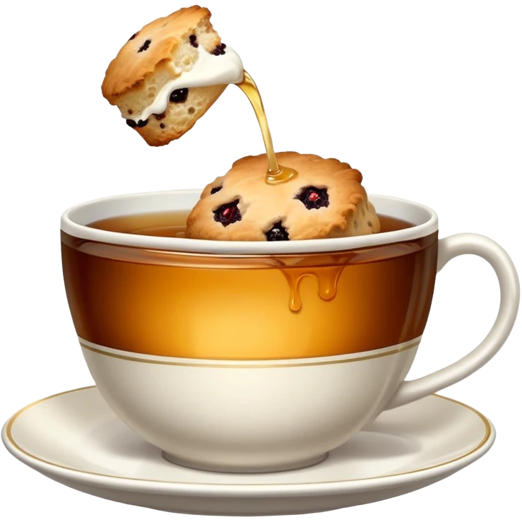 scone being dunked in a cup of British tea emoji