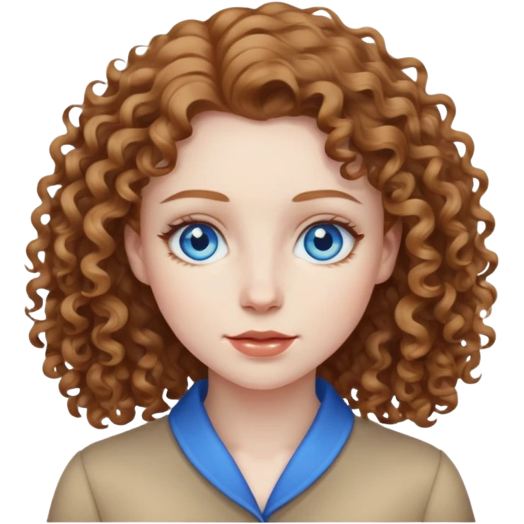 woman with pale skin, light brown curly hair, blue eyes emoji