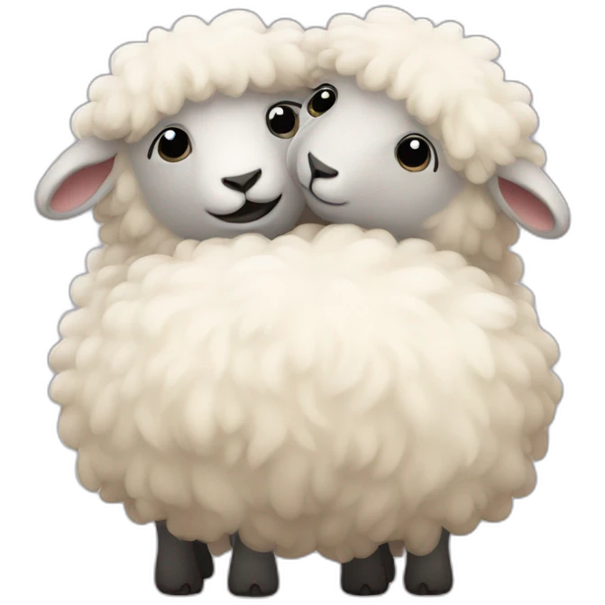 Two fluffy sheep hugging  emoji