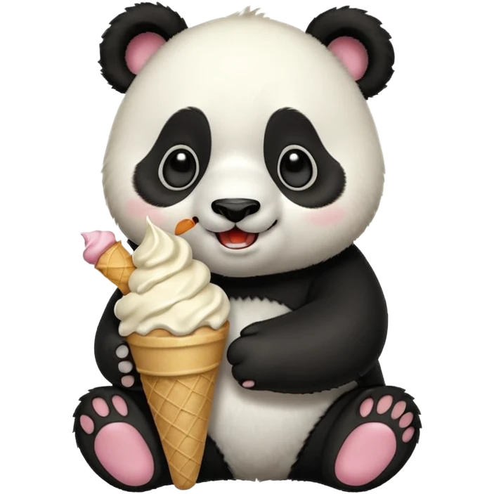 Panda eating ice cream emoji