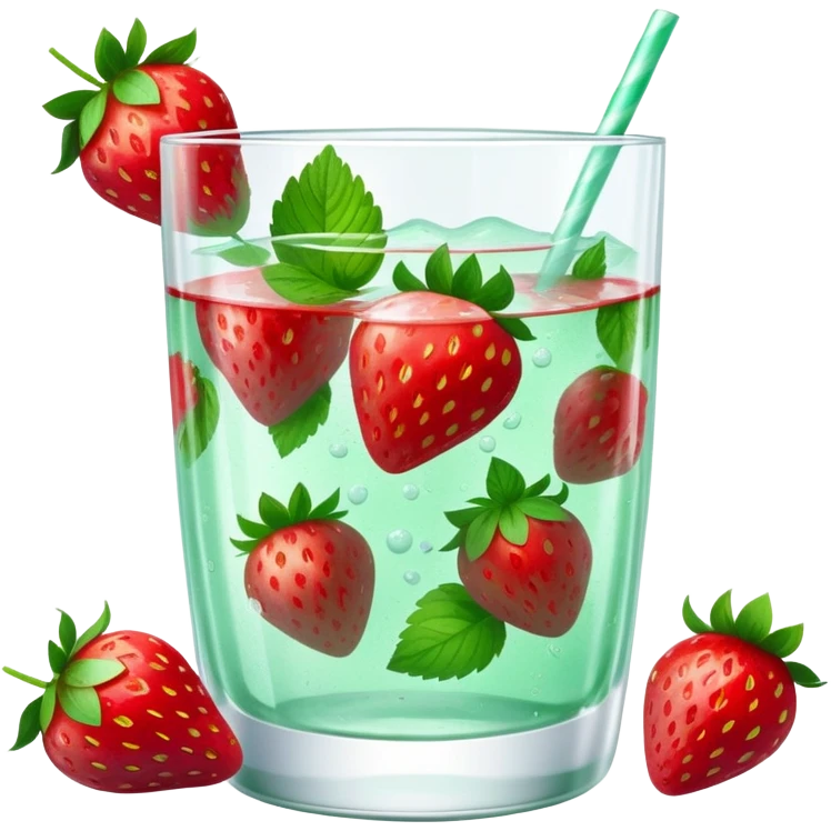 refreshing strawberry mint water in a clear glass emoji