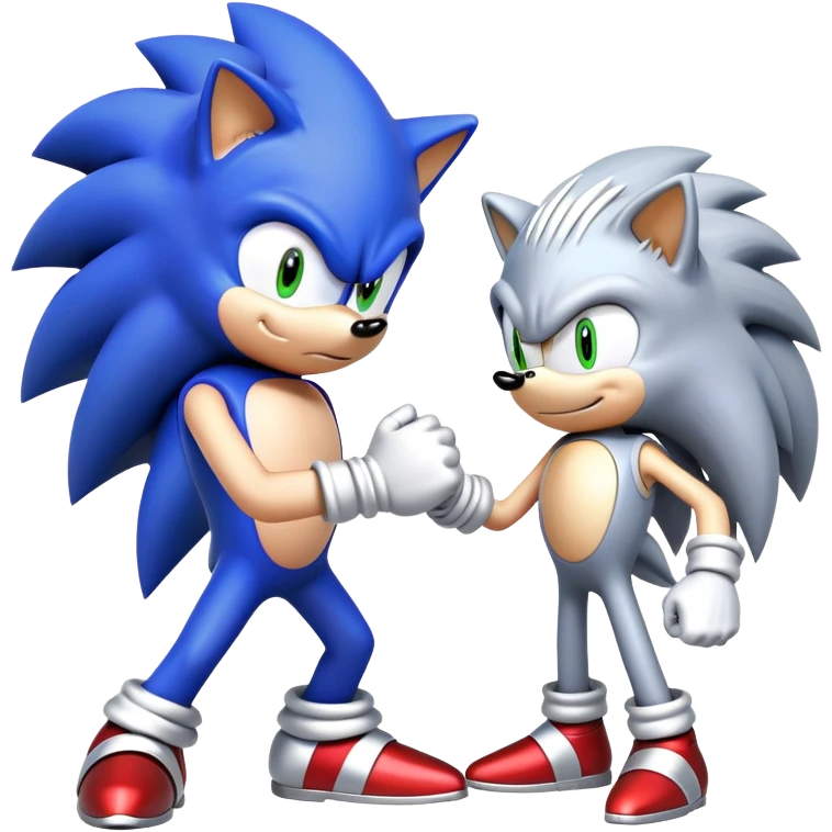 Sonic the Hedgehog and Silver the Hedgehog fist bumping emoji