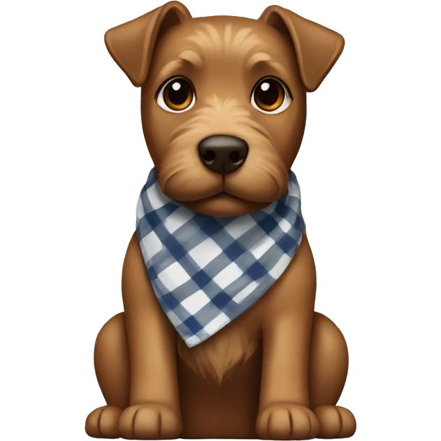 Brown terrier with white plaid bandana emoji
