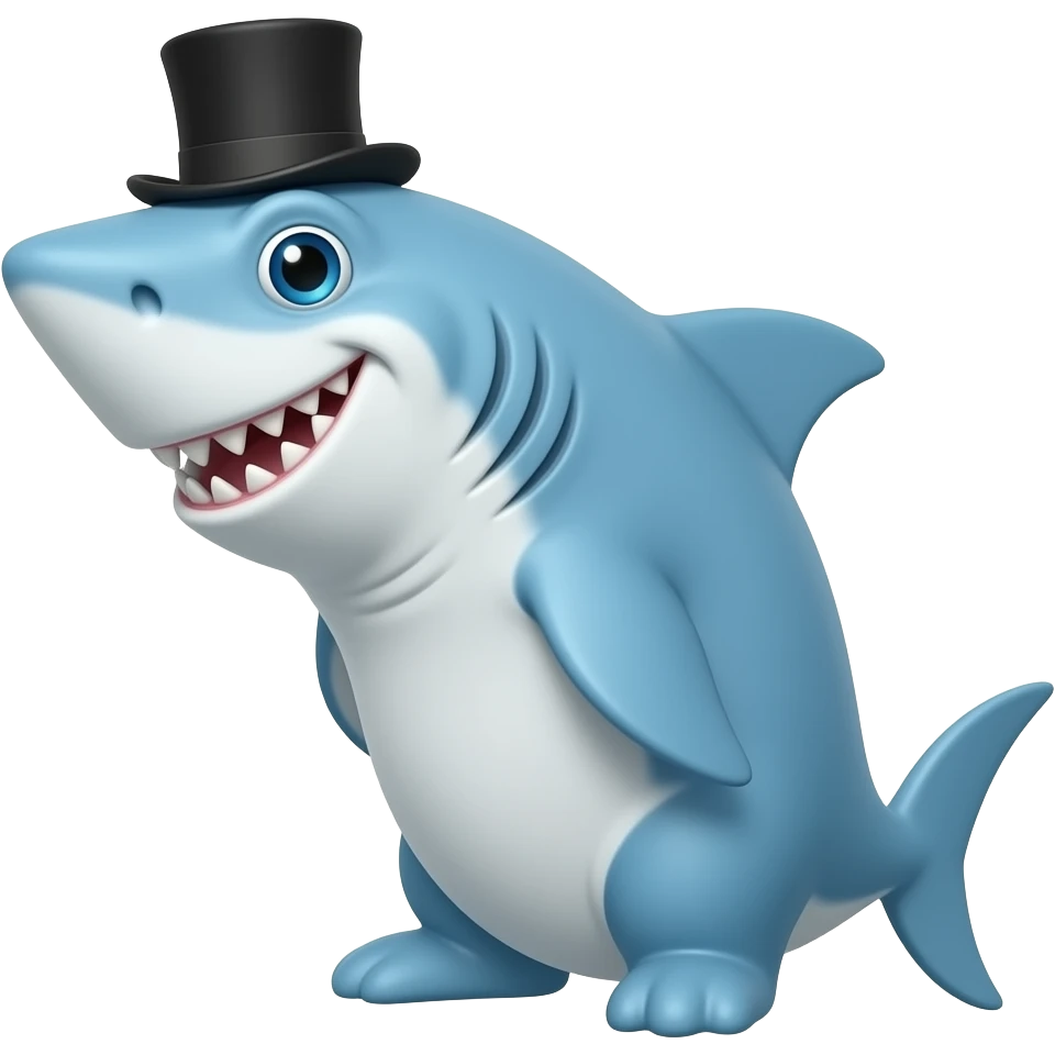 Shark with a top hat emoji