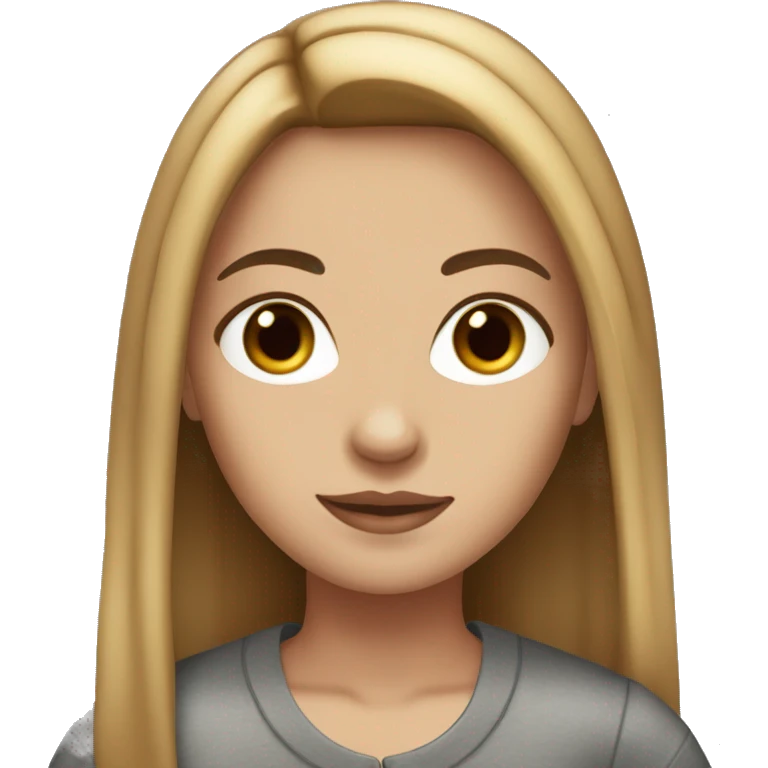 brown straight middle part hair-white  girl emoji