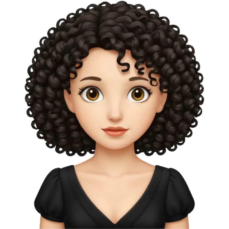 black dress curly hair emoji