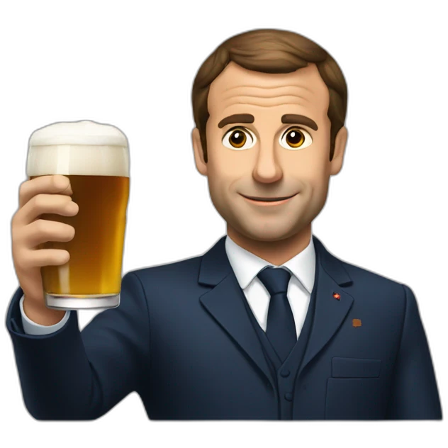 Macron drink beer emoji
