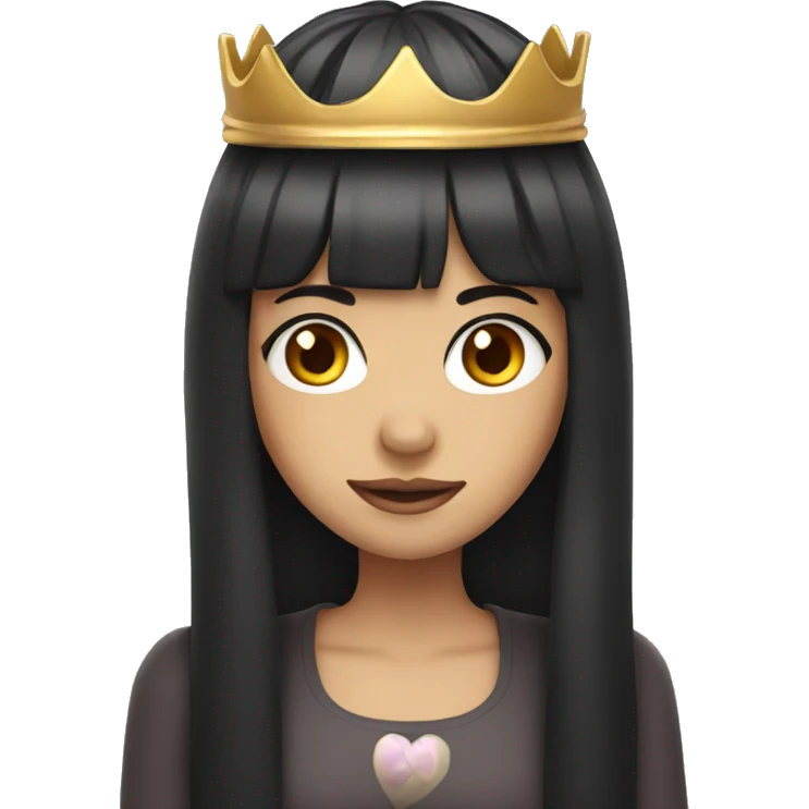 girl with long black hair and bangs with a crown emoji