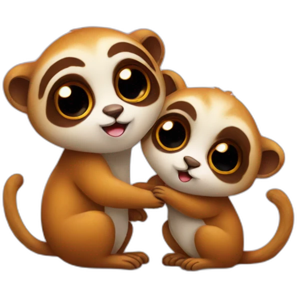 Two slow loris in love emoji