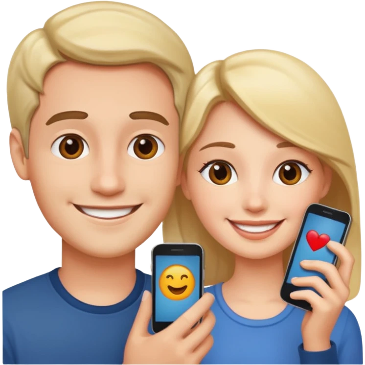couple photo romantic inside one phone screen  emoji