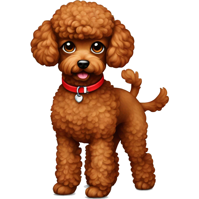 red toy poodle with red collar  emoji