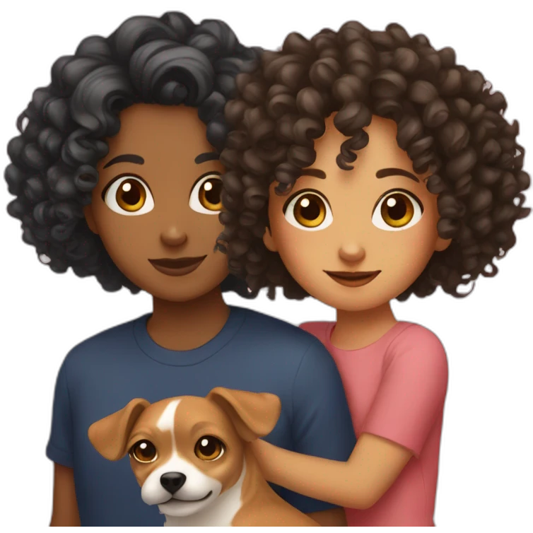 Curly girl and chihua emoji