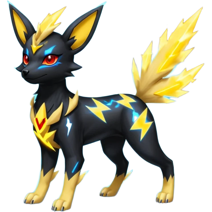 Houndoom-Electrike-Jolteon-Umbreon-Fakémon-hybrid-creature (full body)  emoji