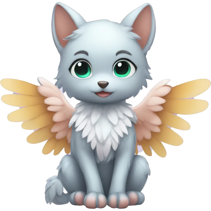 Anthro shy cute kawaii winged animal hybrid full body emoji