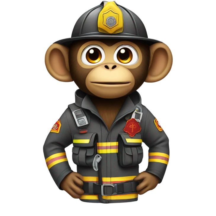 Monkey firefighter with air pack emoji