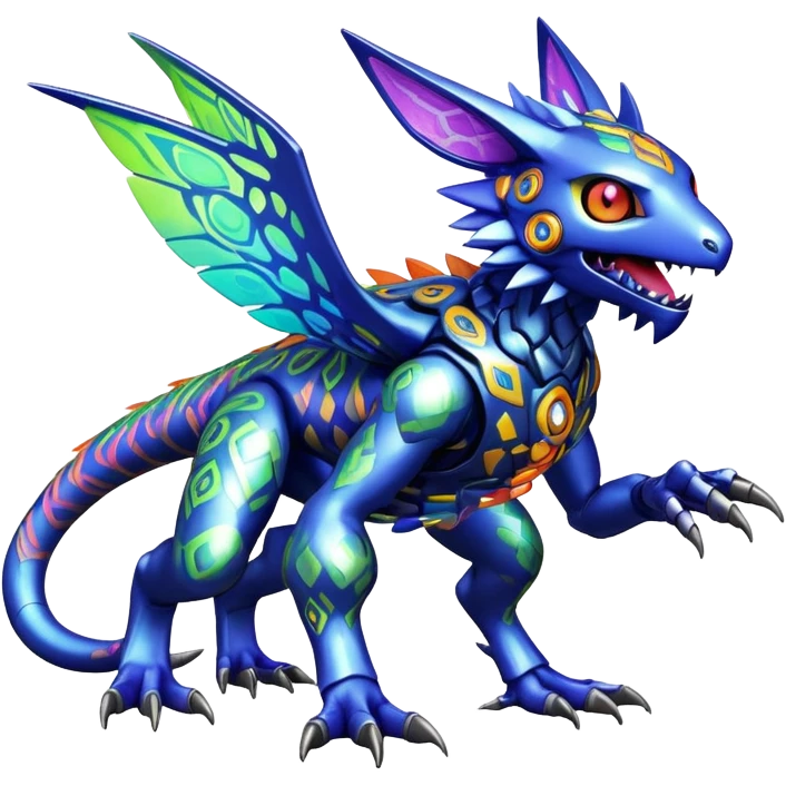  colorful cyber-Fakémon-Digimon-Trico-Vernid-creature (full body) emoji