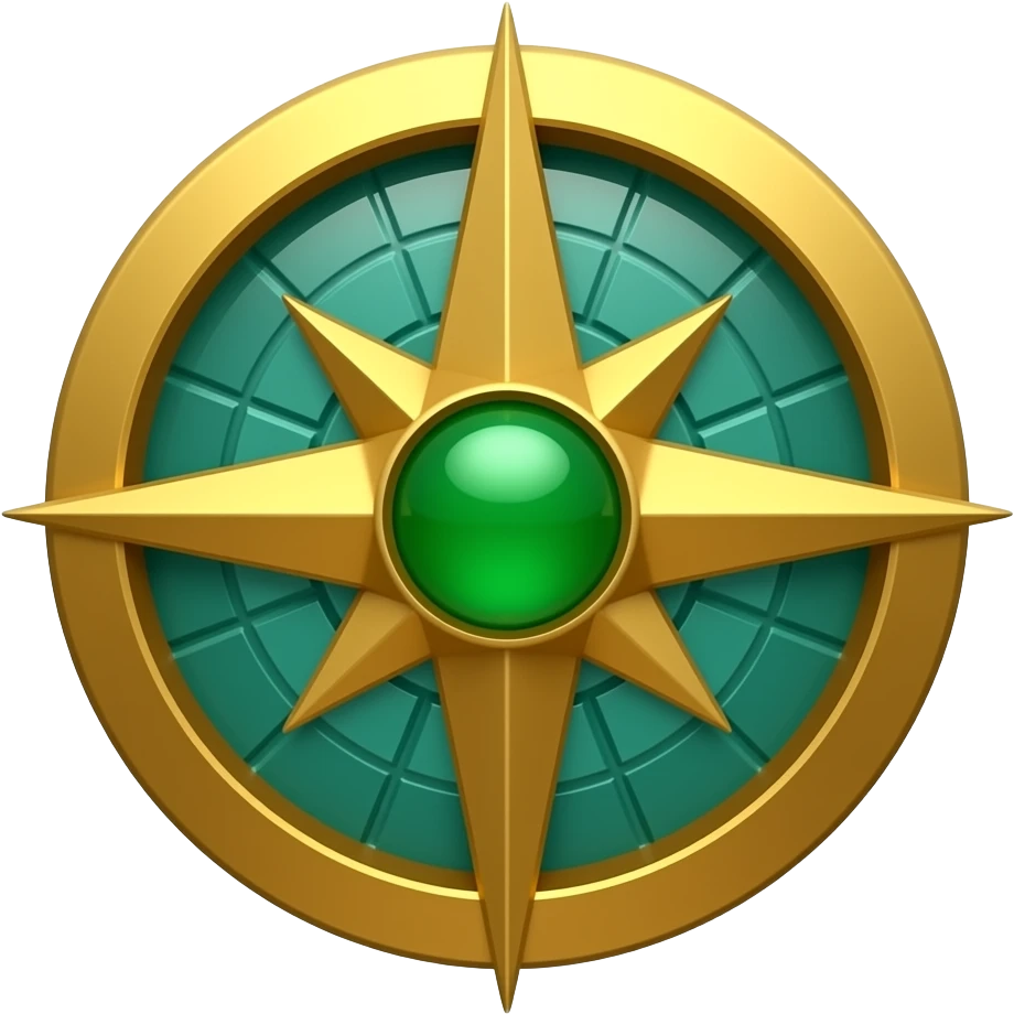 3D isometric navigator's compass icon, ancient gold inlay.
Minimalist professional style, emerald green & gold accents.
Soft studio lighting, 8k Octane render, ray-tracing detail.
Isolated on white background, premium literary aesthetic --v 6.0 emoji